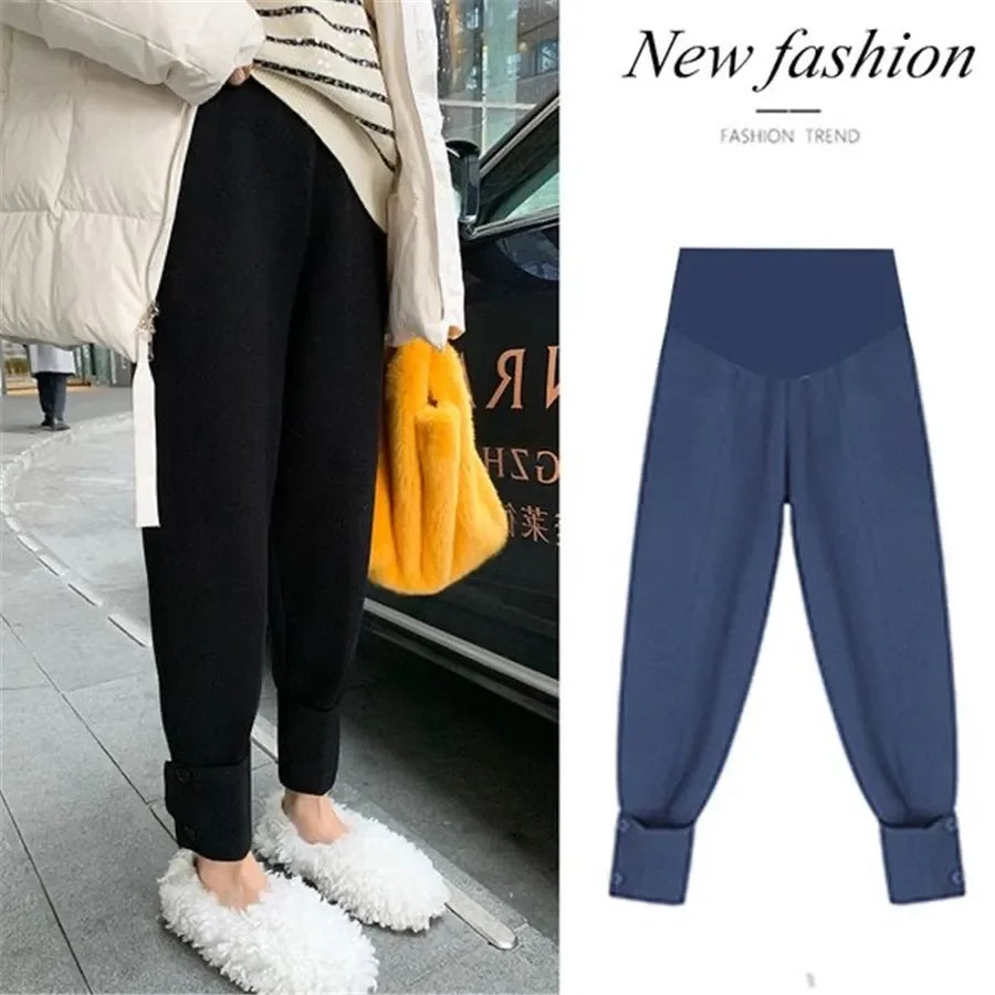 Knitted Warm Casual Harem Pants Autumn Winter High Waist Thicken Pantalon Korean Fashion Womens Baggy Joggers 95cm Sweatpants