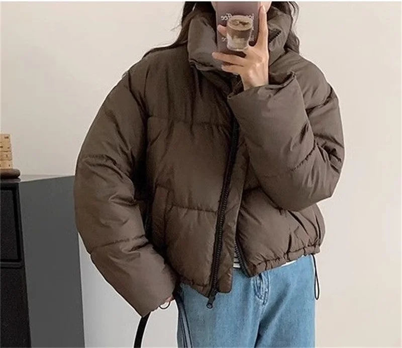 2024 New Women Solid Loose Puffer Jacket Winter Korean Chic Oversized ThickenedWarm Parkas Female Coat Lady Padded Ja