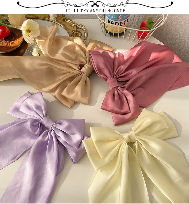 11 Solid Color Satin Ribbon Big Bows Hairpin Spring Clips Hair Accessories for Women Girls Trendy Korean Summer Headwear 2023