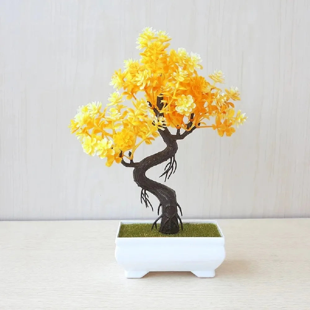Artificial Plastic Plants Bonsai Small Tree Pot Fake Plant Potted Flower Garden Arrangement Ornaments Room Home Table Decoration